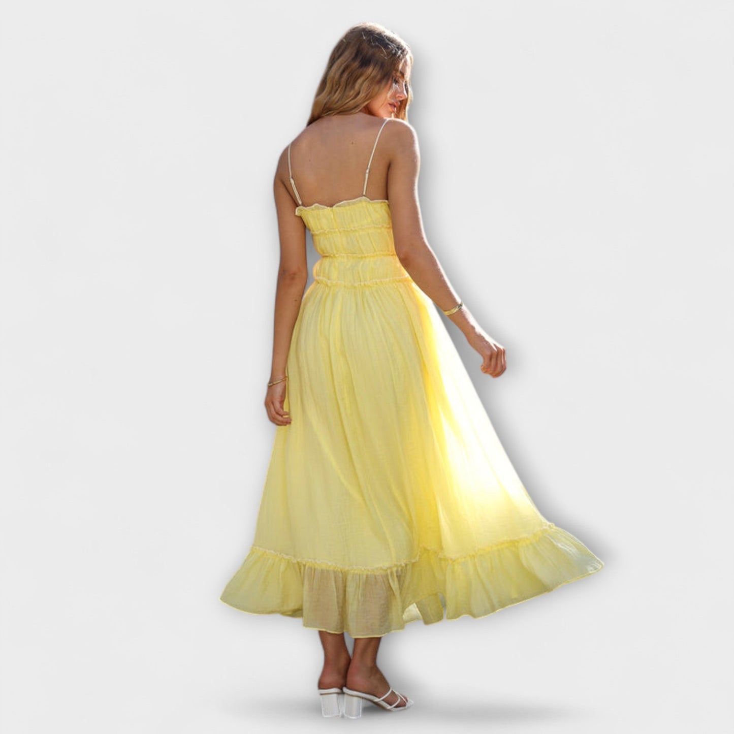 Celine - Ärmelloses Midi-Kleid mit Rüschensaum