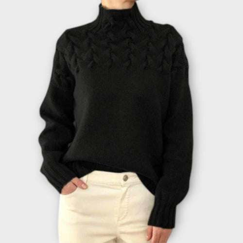 Eva - Damenpullover mit Zopfstrick-Detail