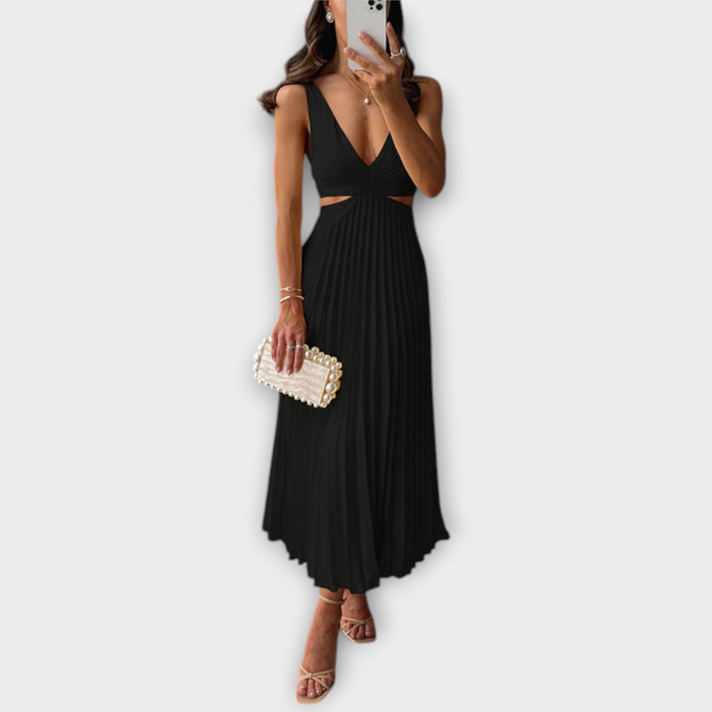 Elegantes Midi-Abendkleid mit Falten