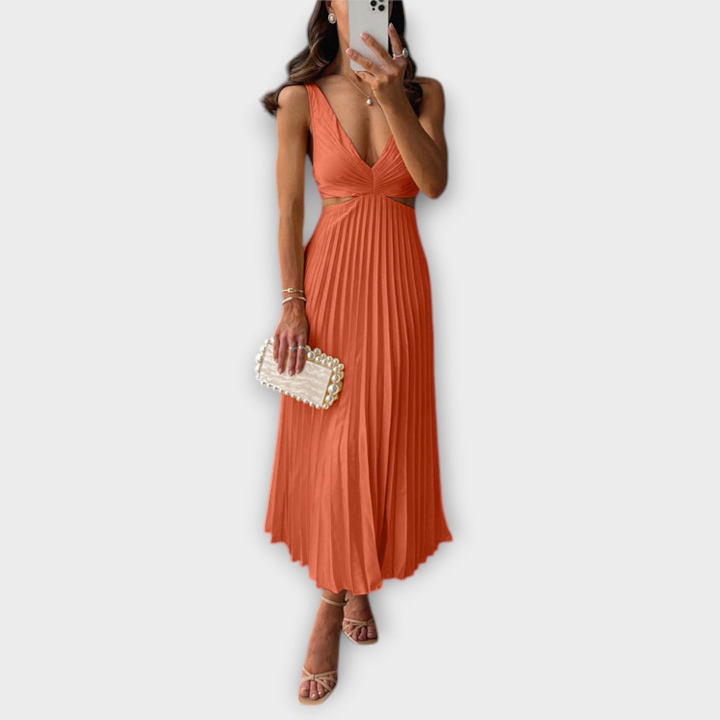 Elegantes Midi-Abendkleid mit Falten