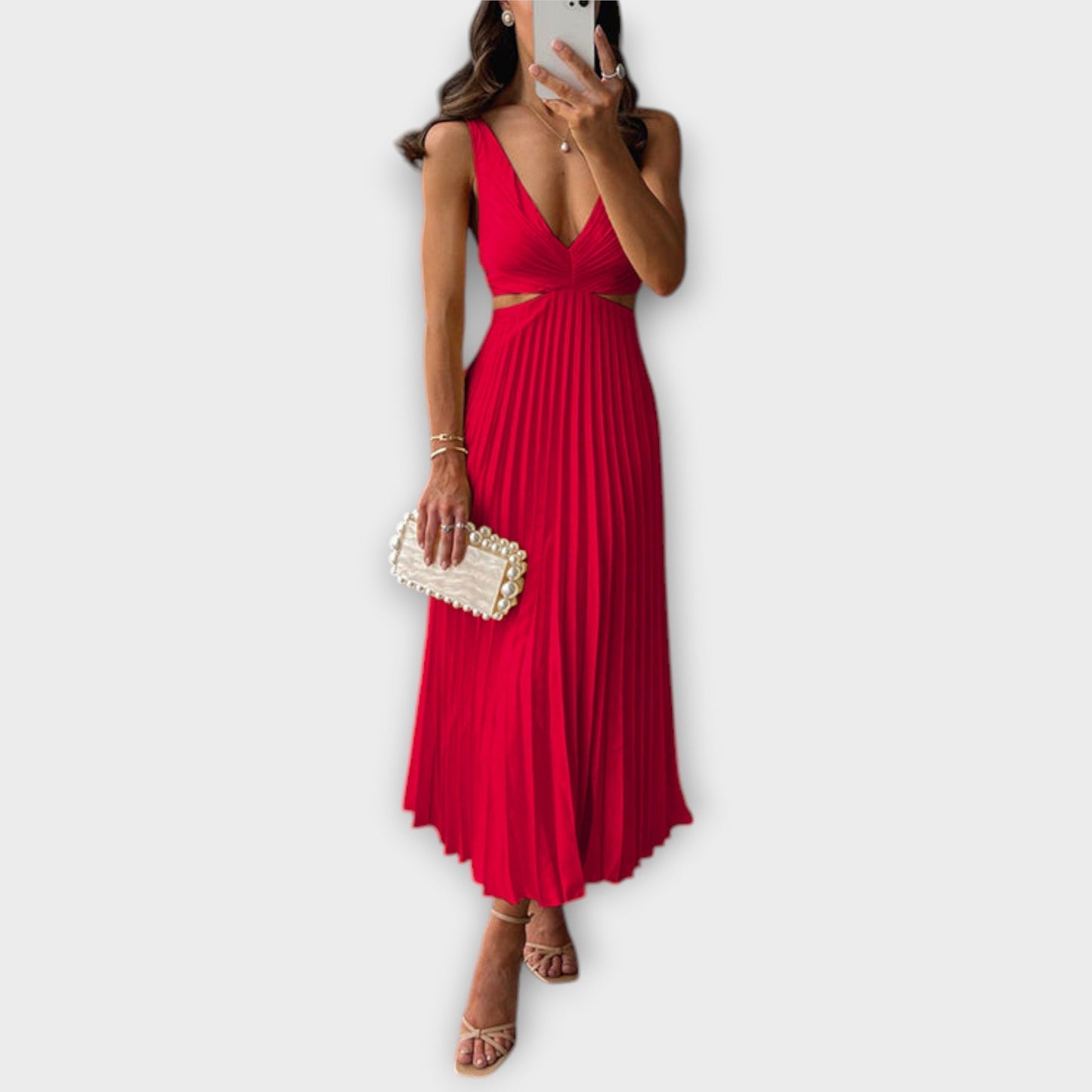 Elegantes Midi-Abendkleid mit Falten