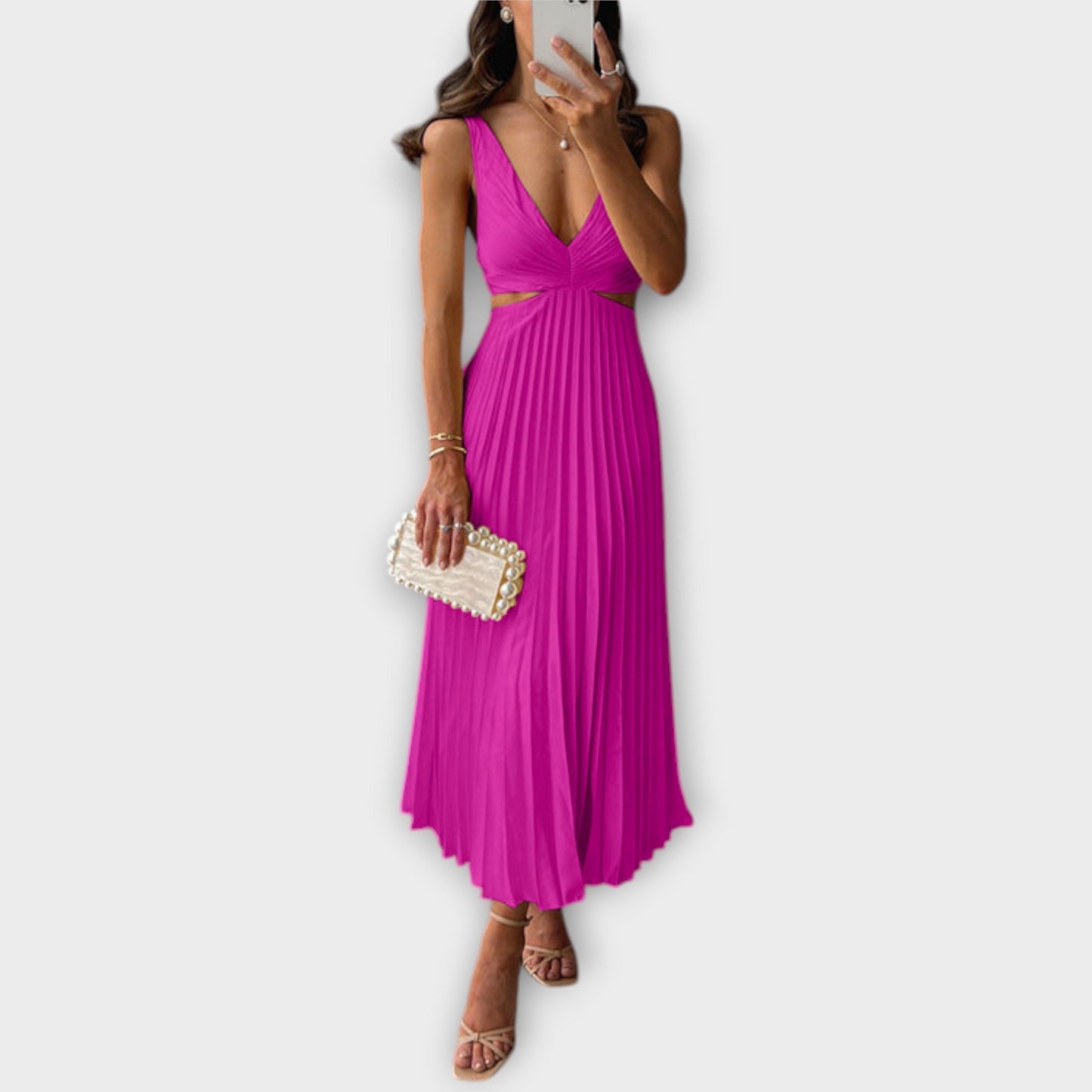 Elegantes Midi-Abendkleid mit Falten
