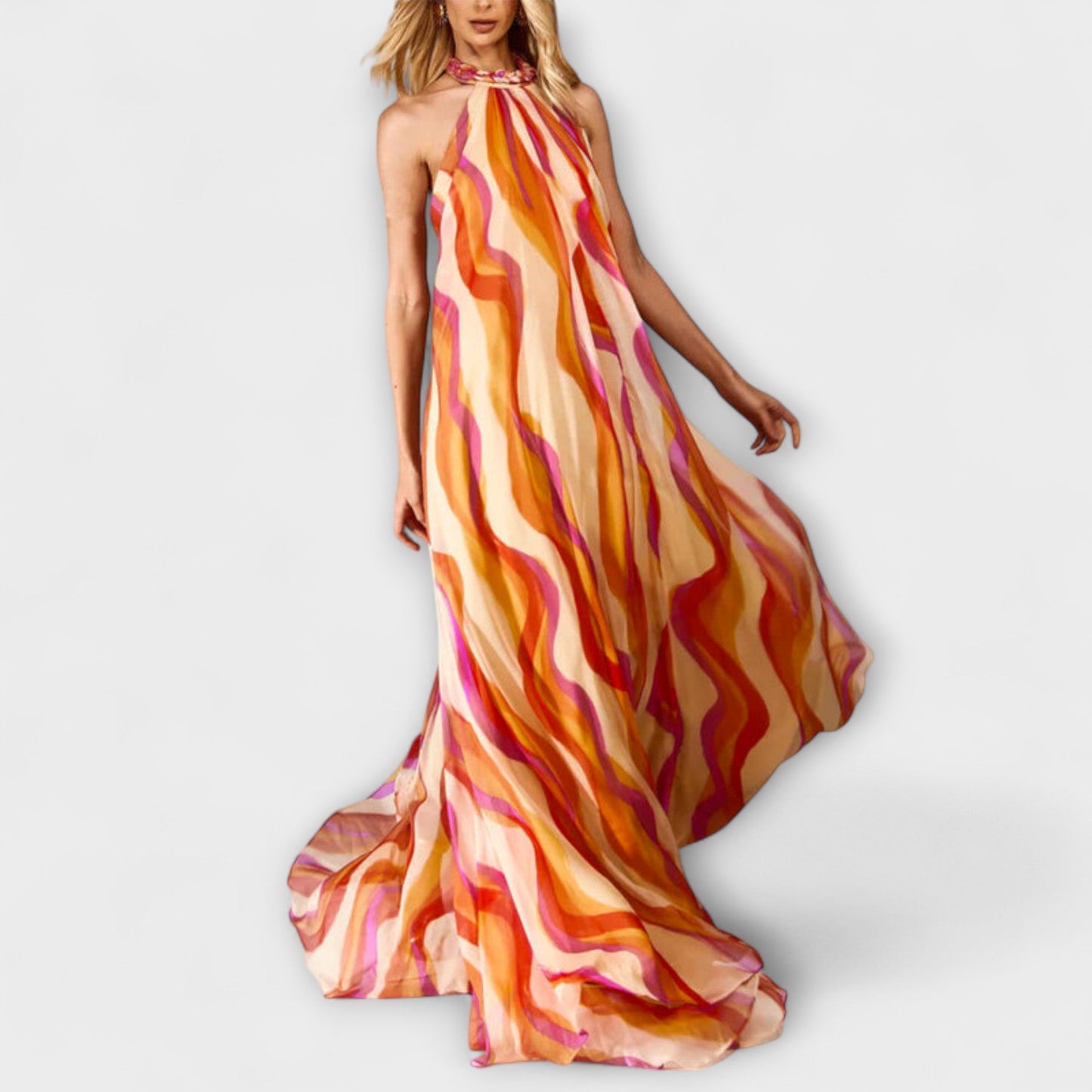 Rumi - Stilvolles geflochtenes Maxikleid mit Wellenmuster