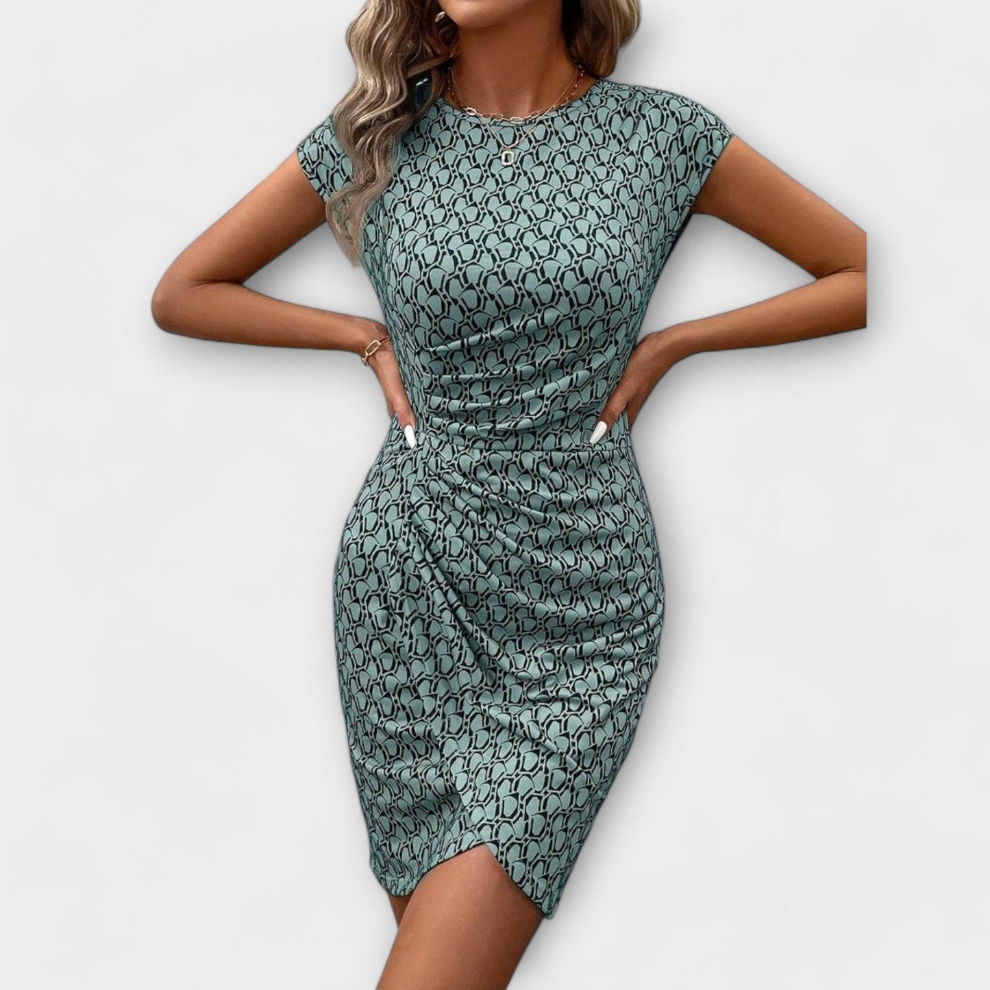 Emma - Kurzärmliges Tulpenkleid mit Allover-Print