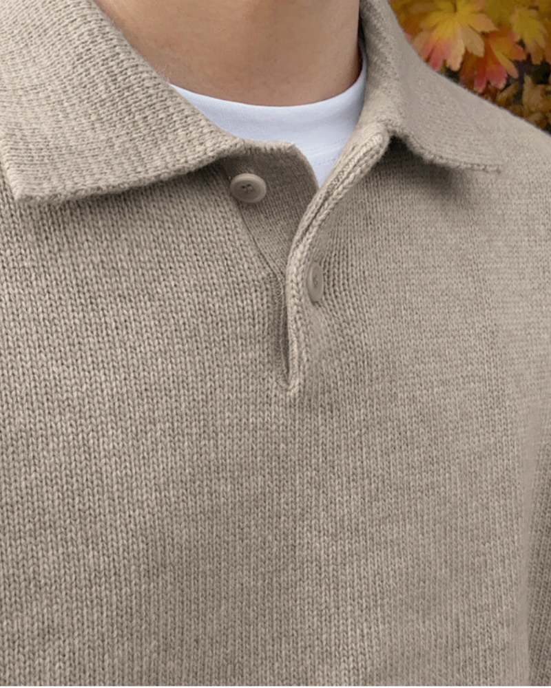 Wollener Knopf-Halbzip