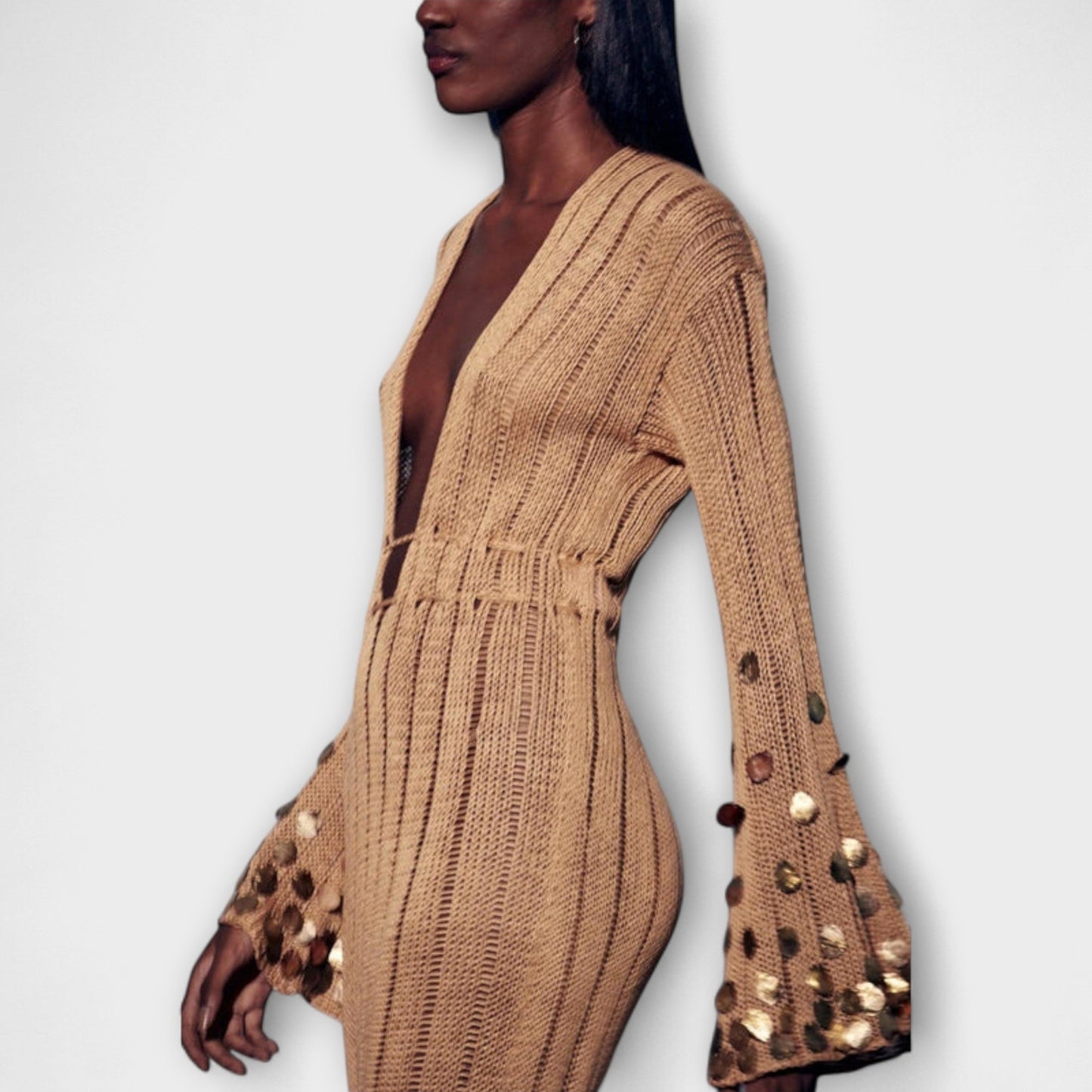 Kathleen - Gold Strickmaxikleid von Dolly