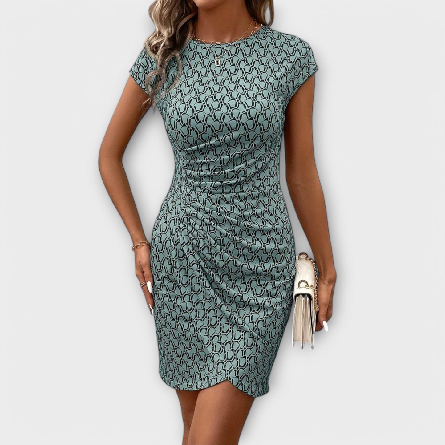 Emma - Kurzärmliges Tulpenkleid mit Allover-Print