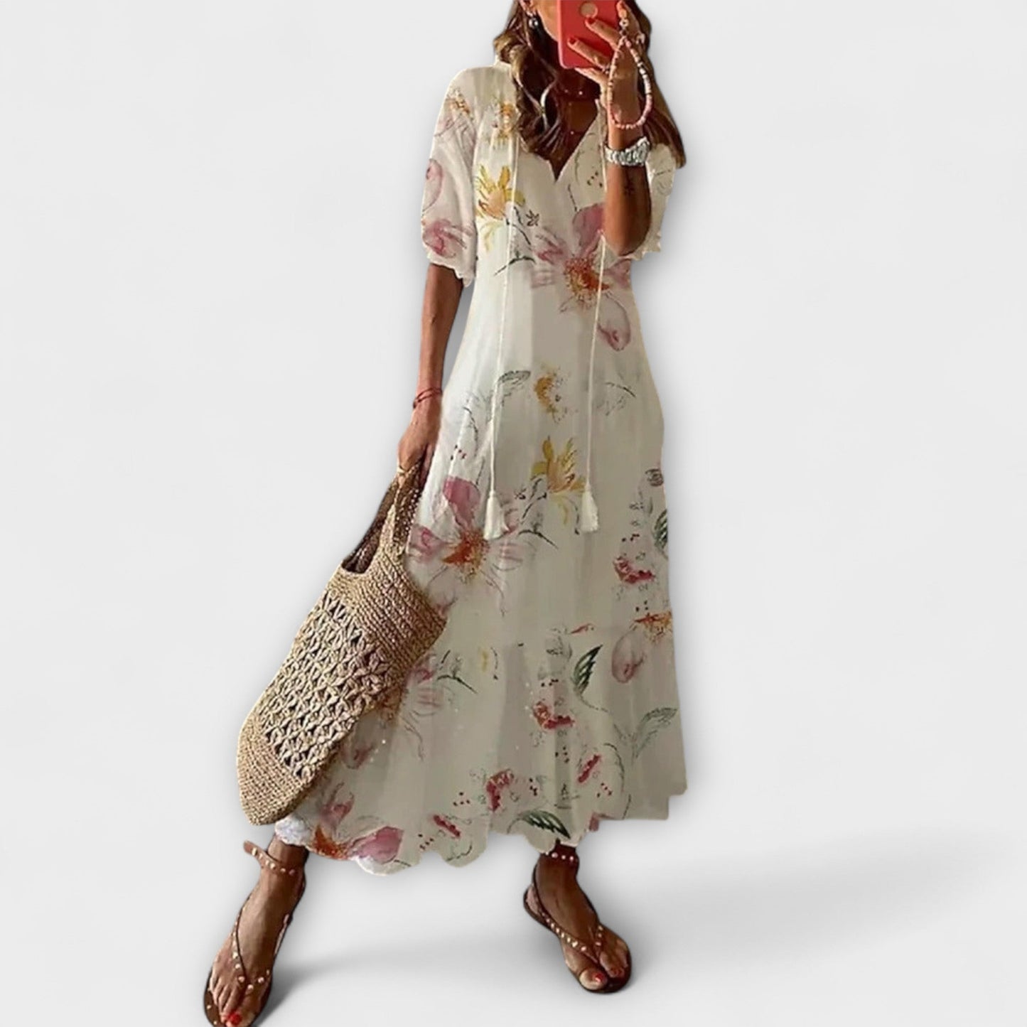 Anna – Damen Bohemian Sommerkleid mit fließender Silhouette