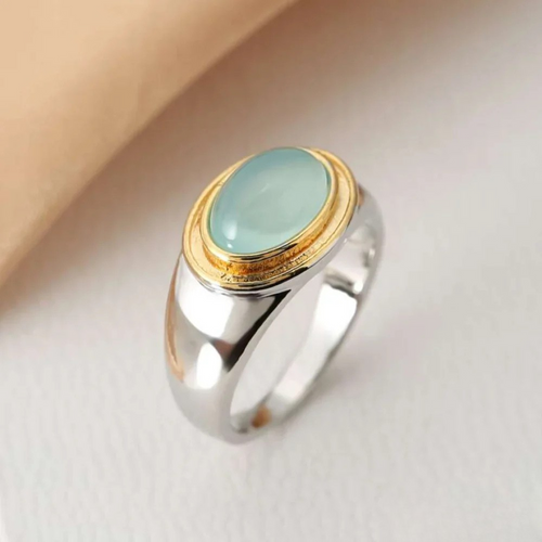 Retro Grüner Mondstein Ring