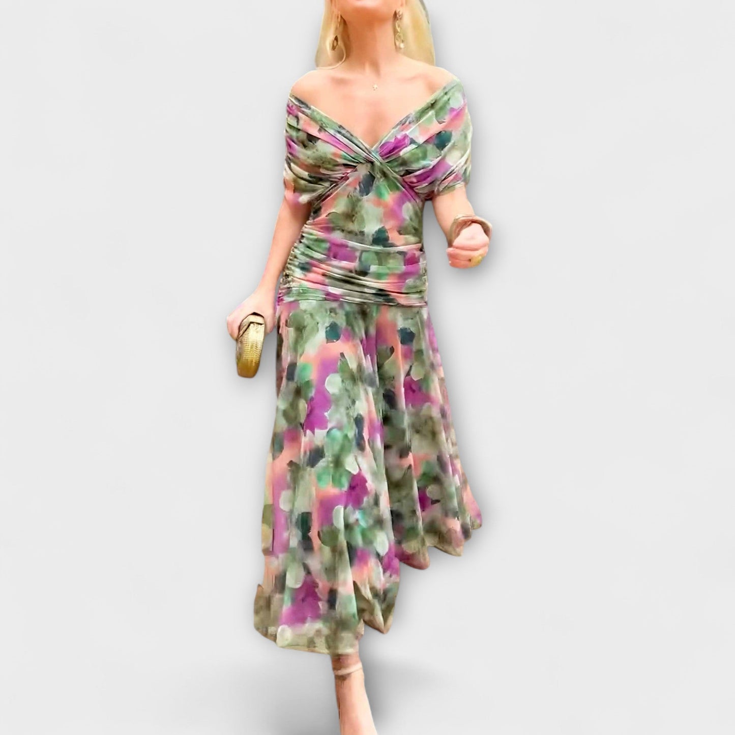Aurora - Stilvolles V-Ausschnitt Maxi-Kleid