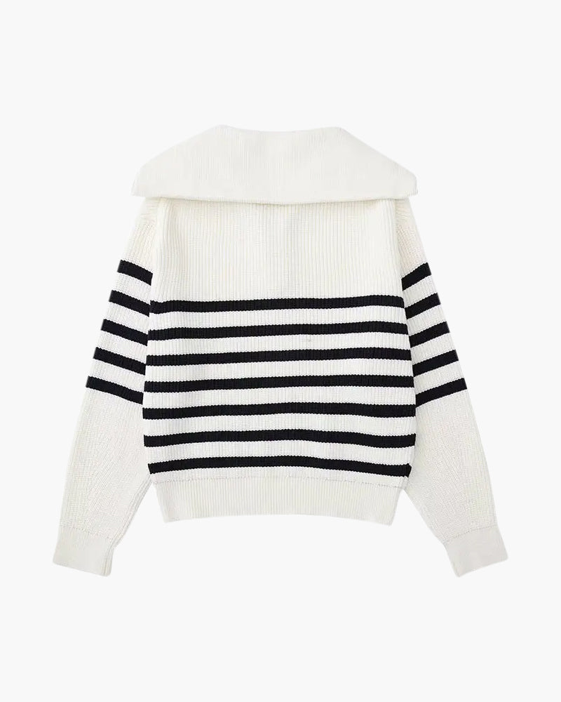 Gestreifter Reißverschluss-Pullover