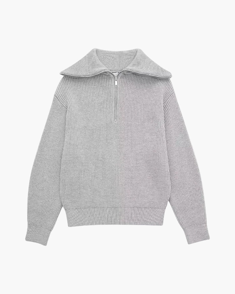 Gestreifter Reißverschluss-Pullover