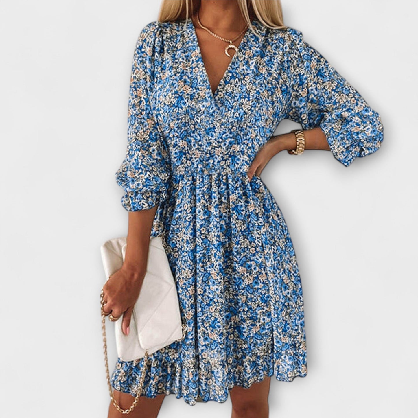 Blumenkleid mit Puffärmeln für Damen