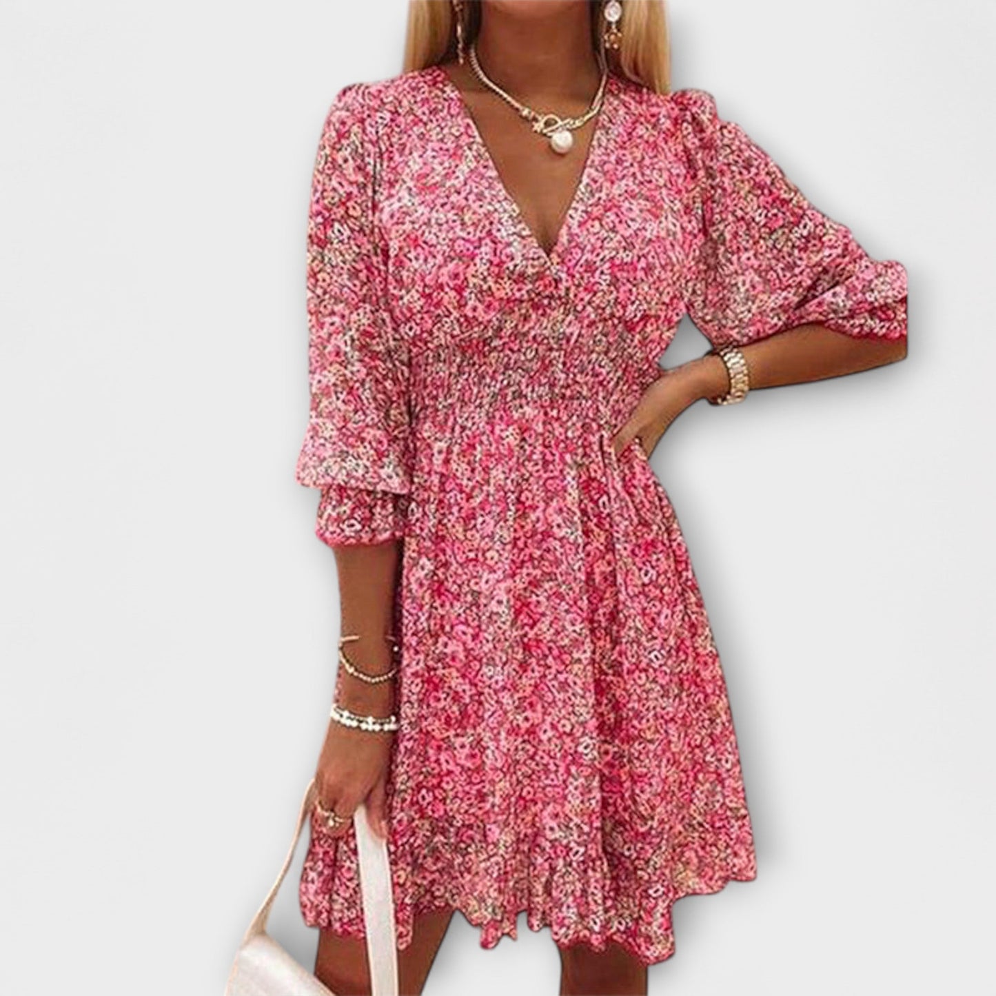 Blumenkleid mit Puffärmeln für Damen