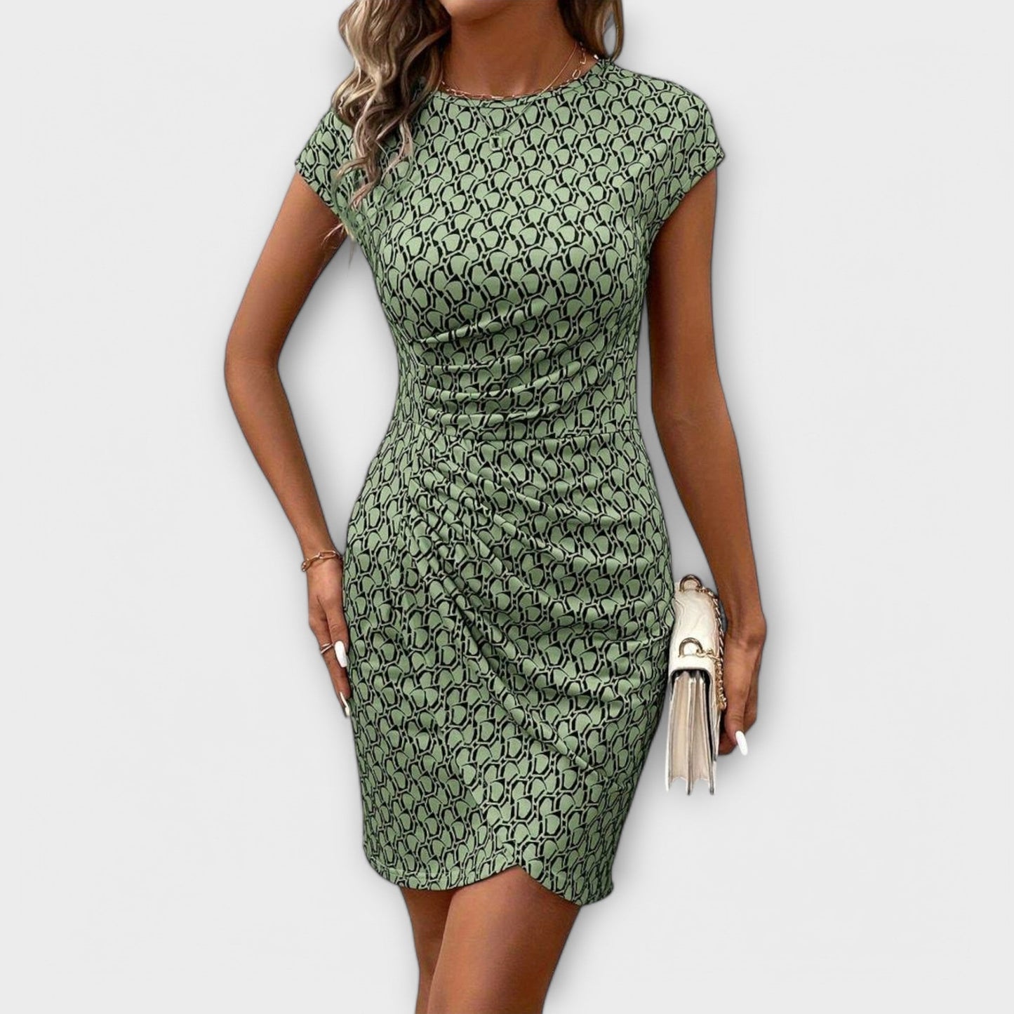 Emma - Kurzärmliges Tulpenkleid mit Allover-Print