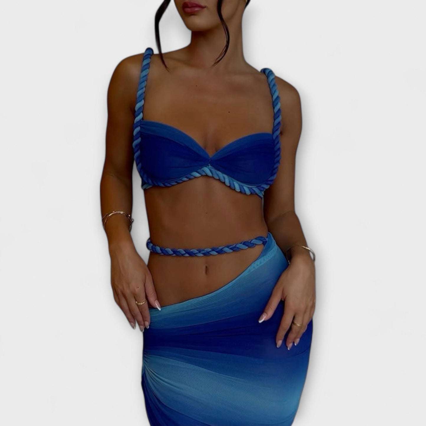 Jane - Schickes Gradient Zopf Crop Top & Overskirt Duo