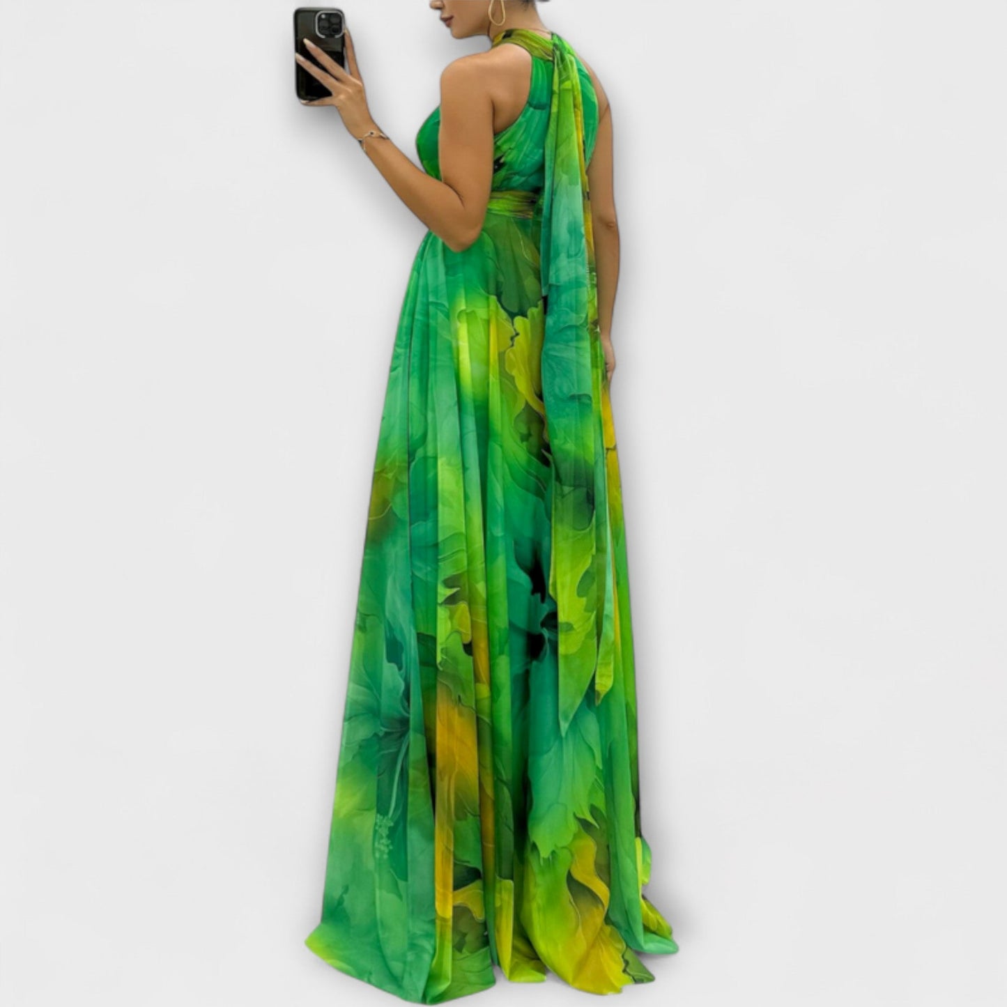 Isalie – Chiffon-Maxikleid mit floralem Muster