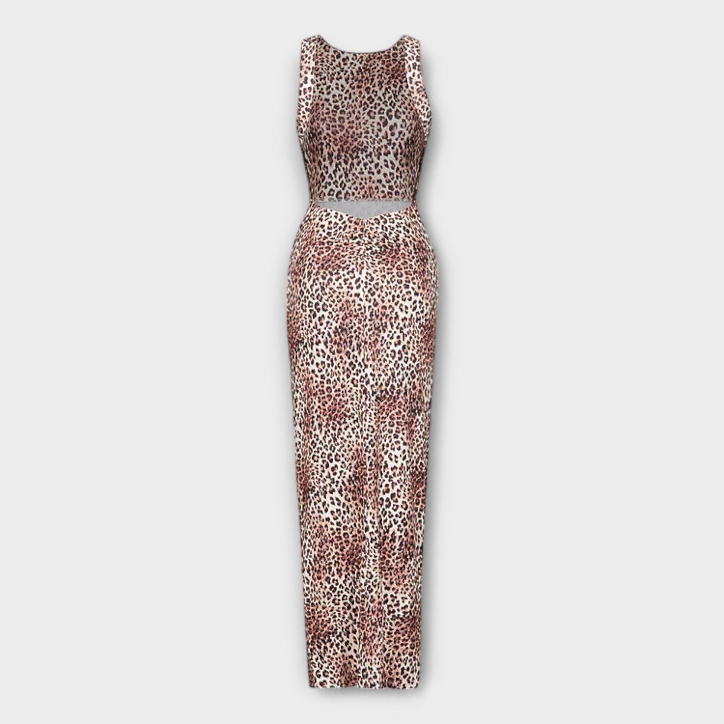Della - Maxikleid mit Leopardenmuster und Rückenschlitz