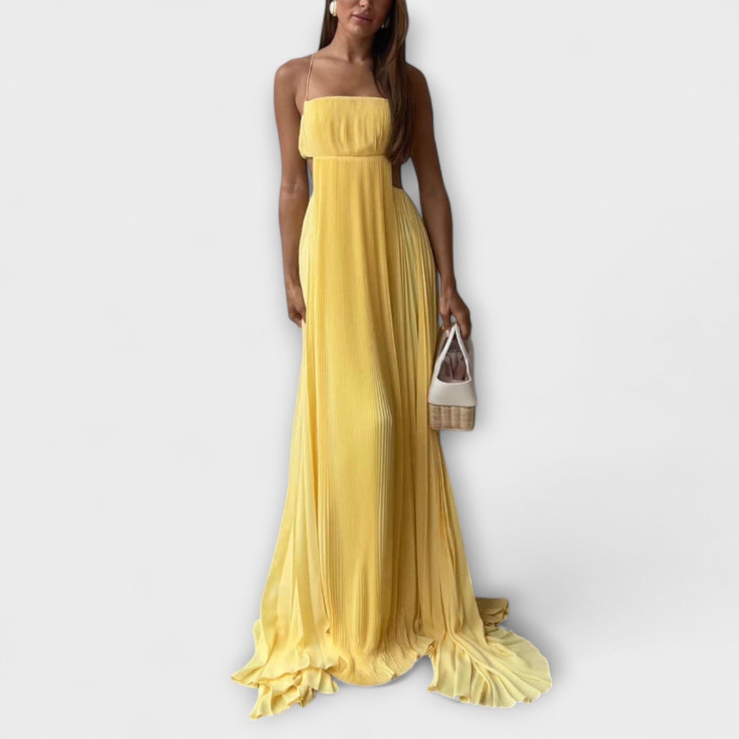Mireille - Stilvolles Maxikleid mit Falten und Ausschnitten
