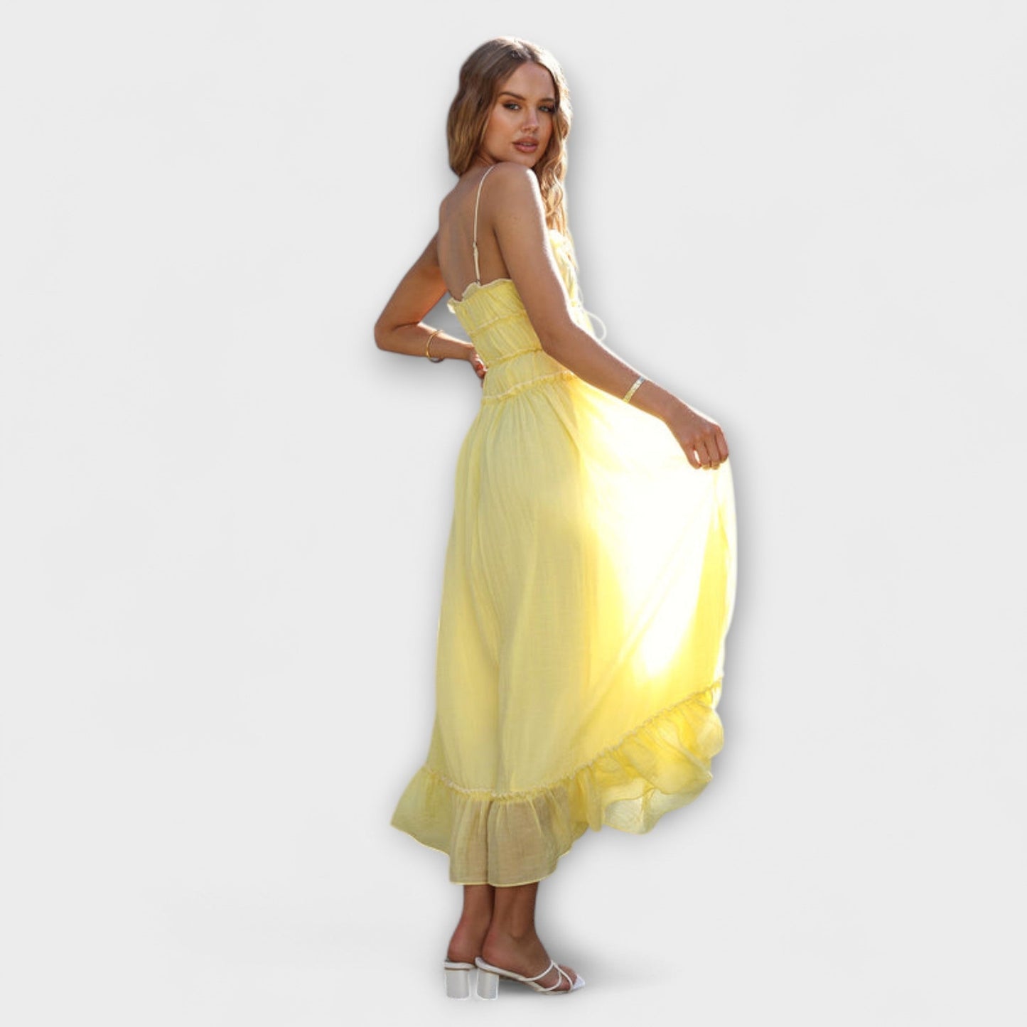 Celine - Ärmelloses Midi-Kleid mit Rüschensaum