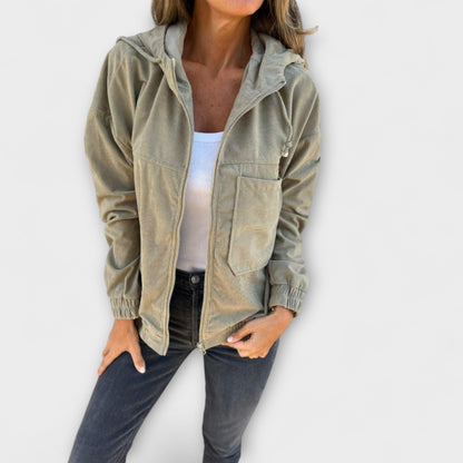 Ella - Cord-Jacke mit Kapuze und Reißverschluss