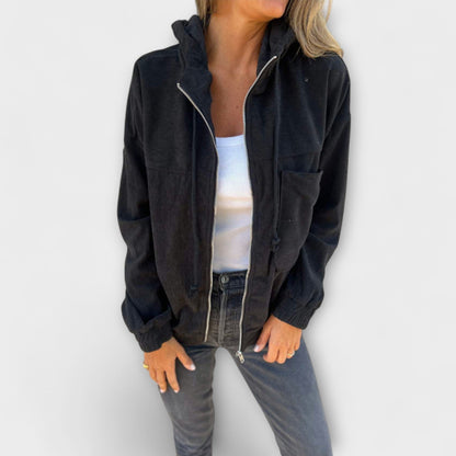 Ella - Cord-Jacke mit Kapuze und Reißverschluss