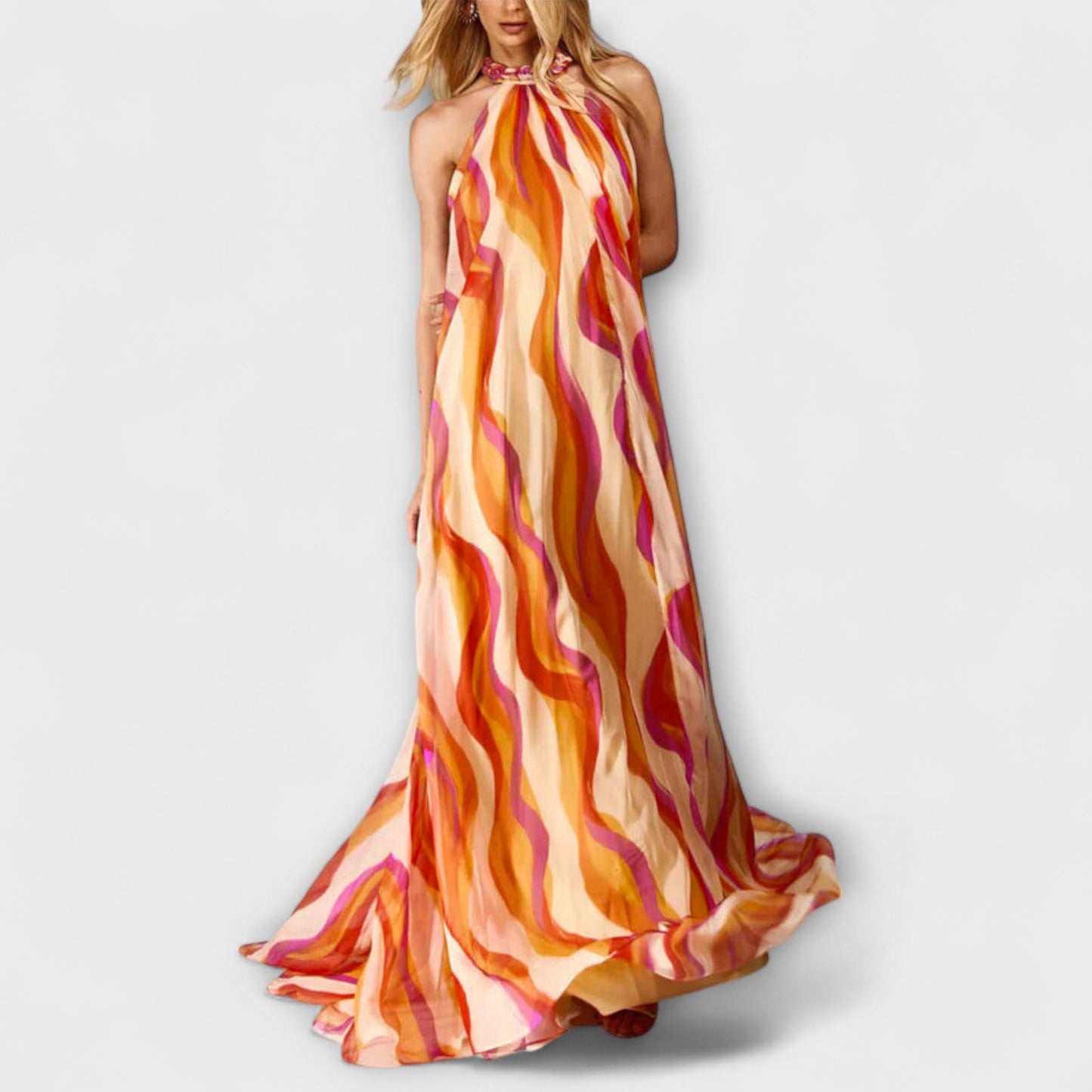 Rumi - Stilvolles geflochtenes Maxikleid mit Wellenmuster