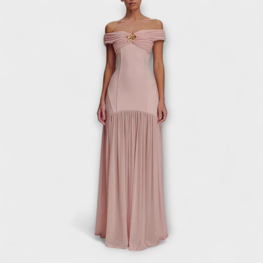 Maelie - Stilvolles trägerloses Bodycon-Maxikleid mit floralen Verzierungen