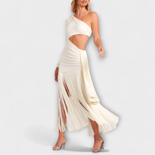 Alice - Auffälliges Cutout-Fransen-Maxikleid
