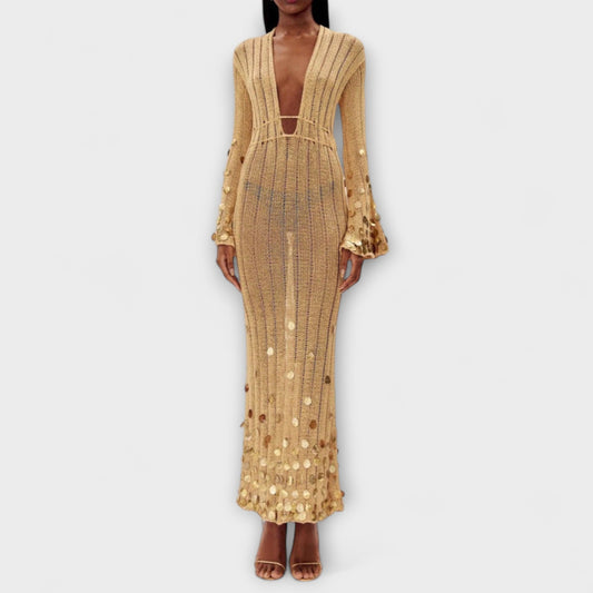 Kathleen - Gold Strickmaxikleid von Dolly