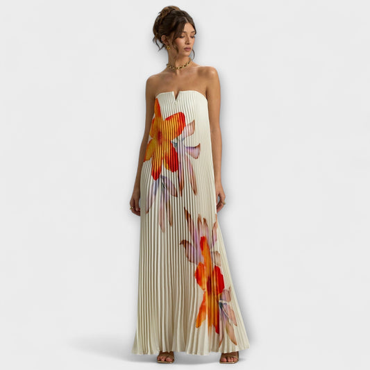 Michelle - Sweetheart Maxi-Kleid in Orange Floral
