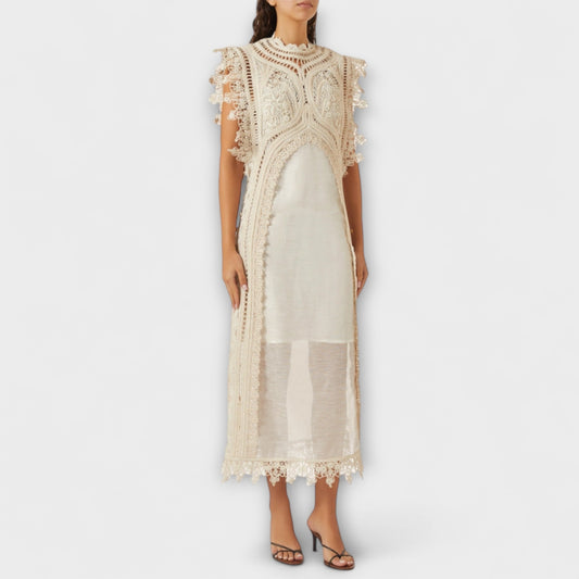 Mira - Woven Hollow Organza Maxi-Kleid