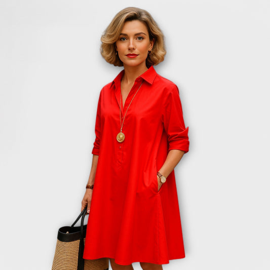 Modernes Hemdkleid mit Kragen und Dreiviertelärmeln