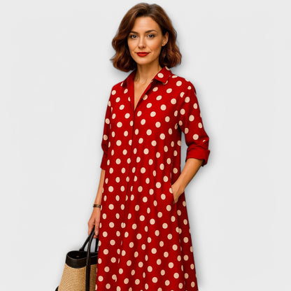 Modernes Hemdkleid mit Kragen und Dreiviertelärmeln