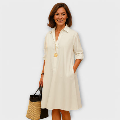 Modernes Hemdkleid mit Kragen und Dreiviertelärmeln