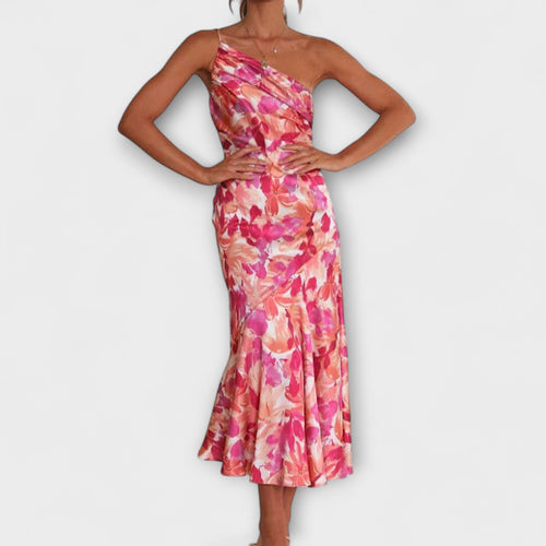 Tabea - Asymmetrisches Blumenmuster Kleid