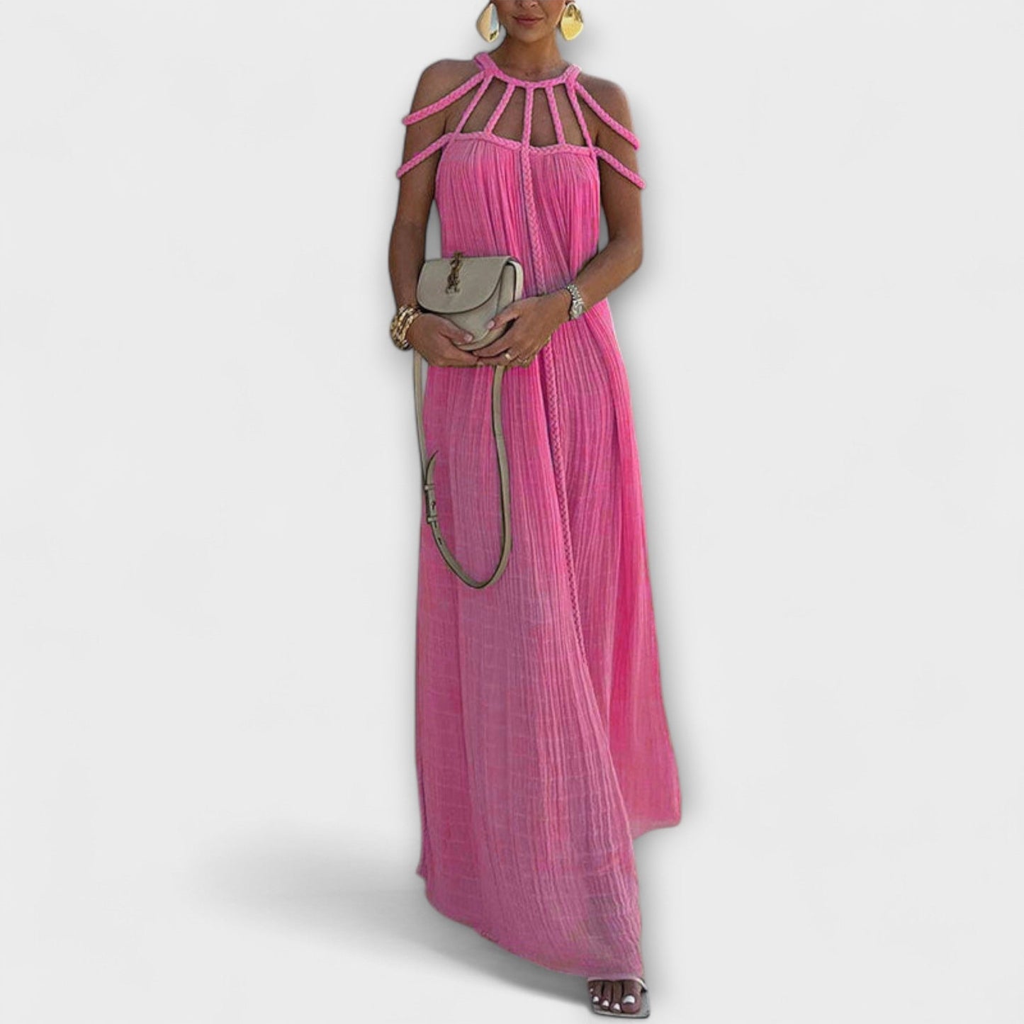 Briar - Ein stilvolles Maxikleid aus Mischgewebe mit drapierten Zöpfen