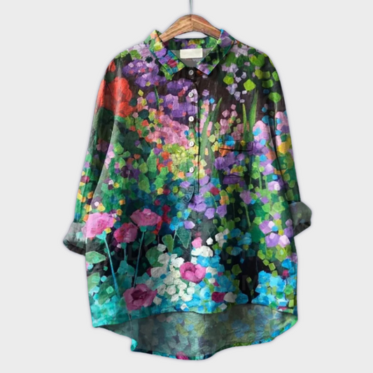 Magdalena - Handgemachte Damenbluse mit Blumenmuster