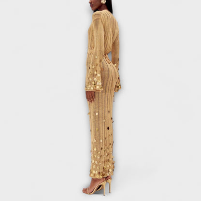 Kathleen - Gold Strickmaxikleid von Dolly