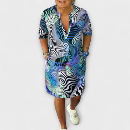Liora - Farbiger V-Ausschnitt Kleid
