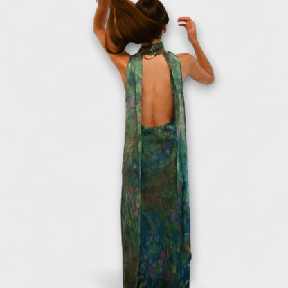 Maisie - Monet Iris Druck Maxi Kleid