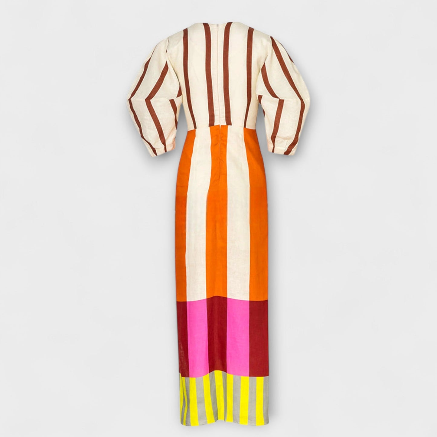 Kaya - Maxikleid mit Frontausschnitt und Puffärmeln