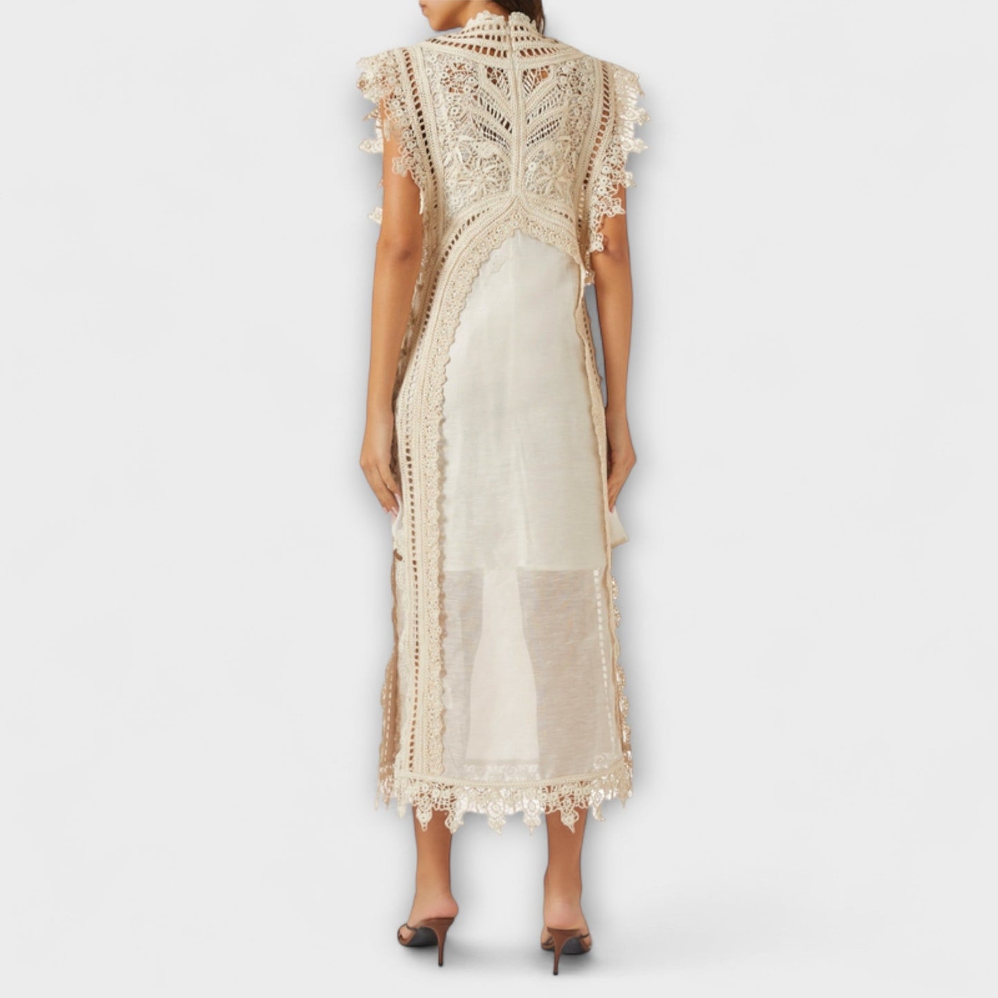 Mira - Woven Hollow Organza Maxi-Kleid