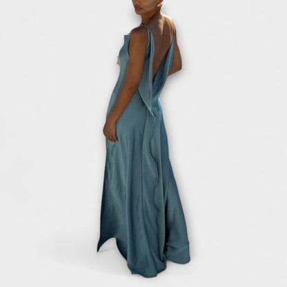 Hallie - Schickes Satin-Maxikleid mit Hohem Schlitz