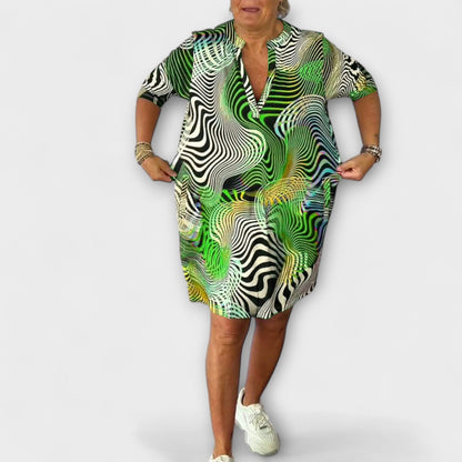 Liora - Farbiger V-Ausschnitt Kleid