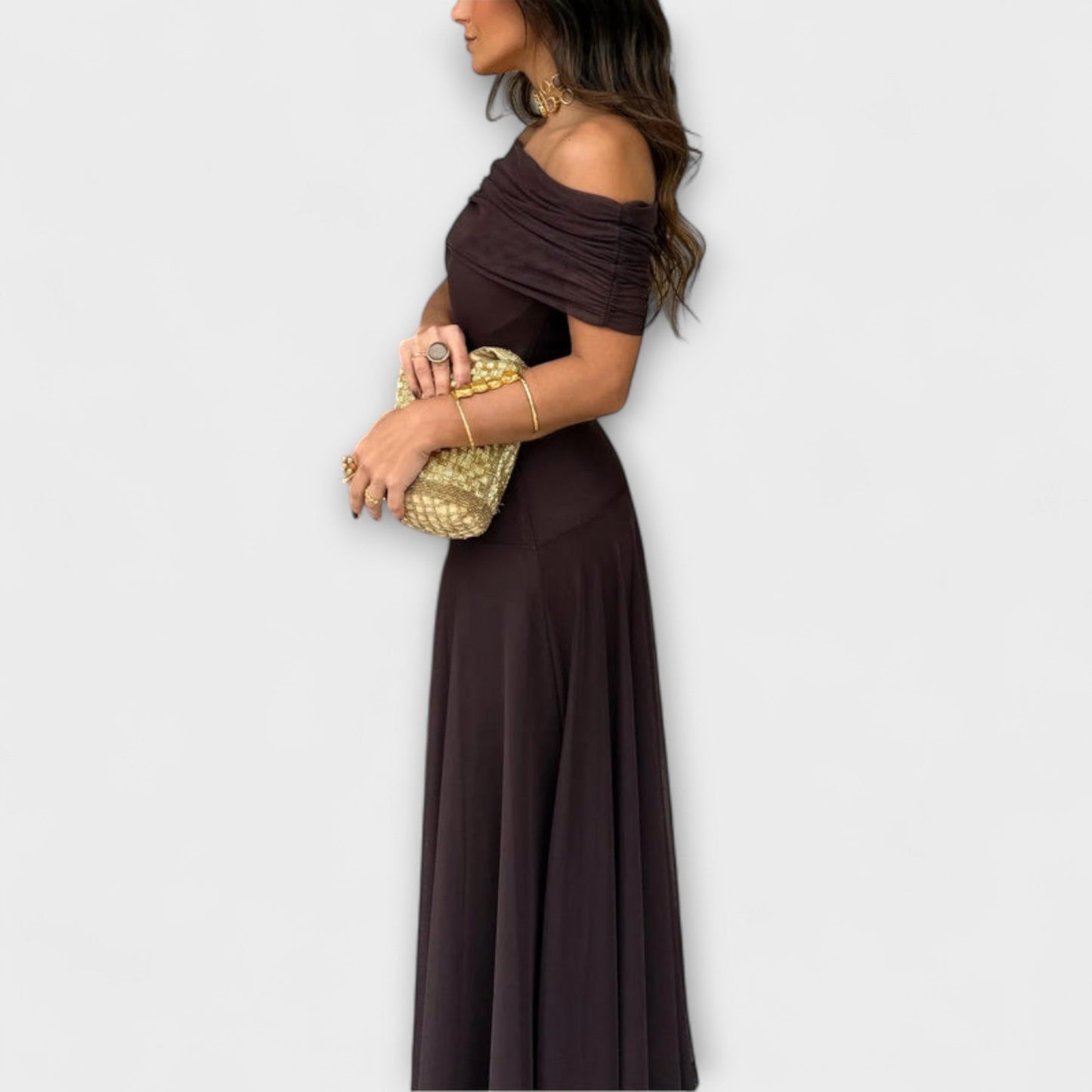 Wiese - Toledo Ein-Schulter Mesh Maxi Kleid