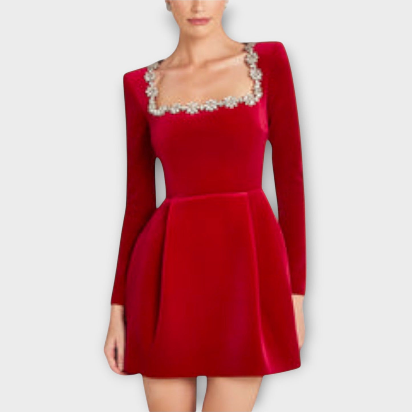 Wren - Mini-Kleid aus Samt mit Juwelenverzierung