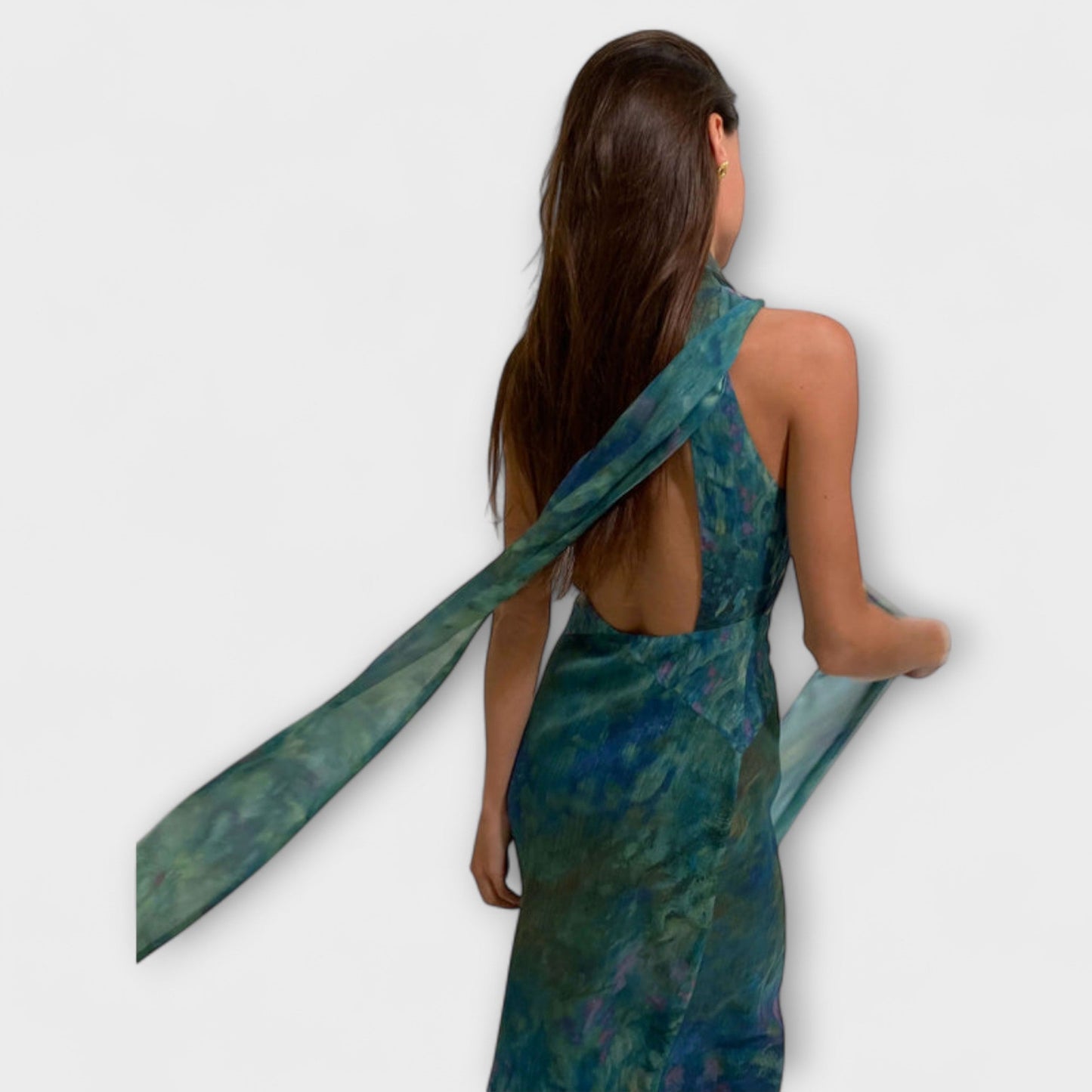 Maisie - Monet Iris Druck Maxi Kleid