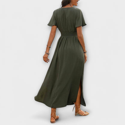 Heather - Elegantes Boho-Kleid mit V-Ausschnitt und langen Ärmeln