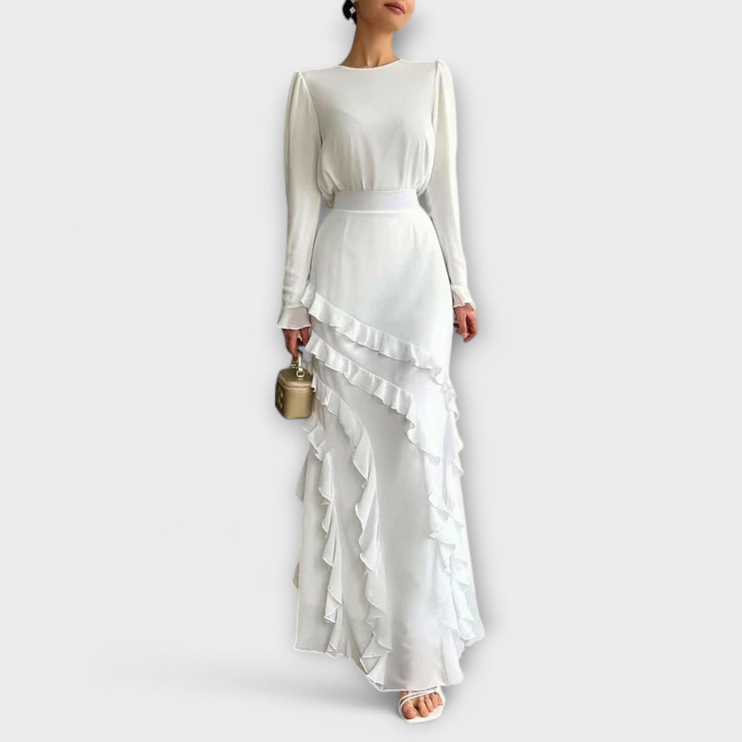 Fallon - Figurbetontes Langkleid mit dreidimensionalen Rüschen
